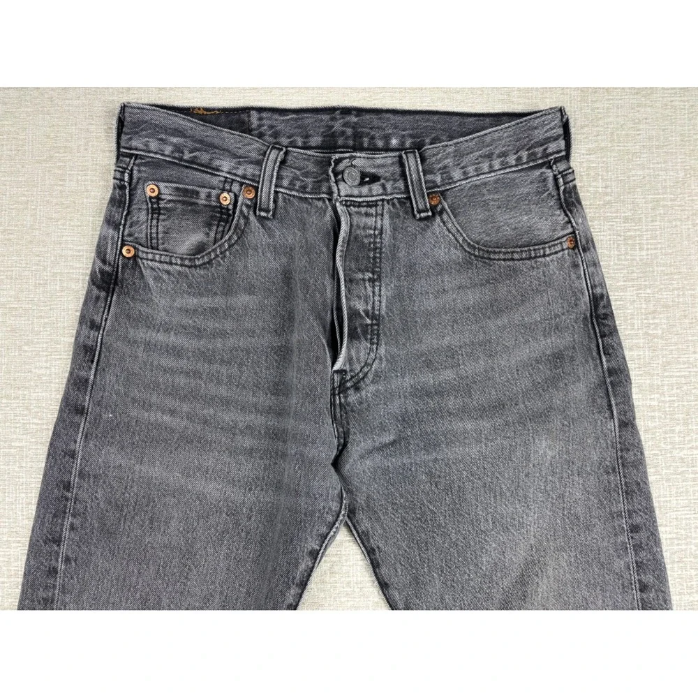 Levis 501 Mens 30x30 Jeans Grungy Stone Washed Grey Denim Honeycombing Fade